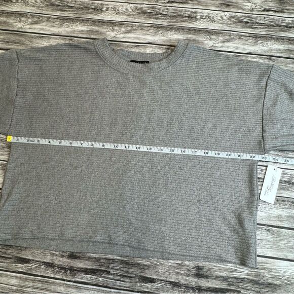 Final Touch Women's Horizontal Ribbed Bubble Sleeve Blouse S SM Small Grey Gray - Picture 14 of 16